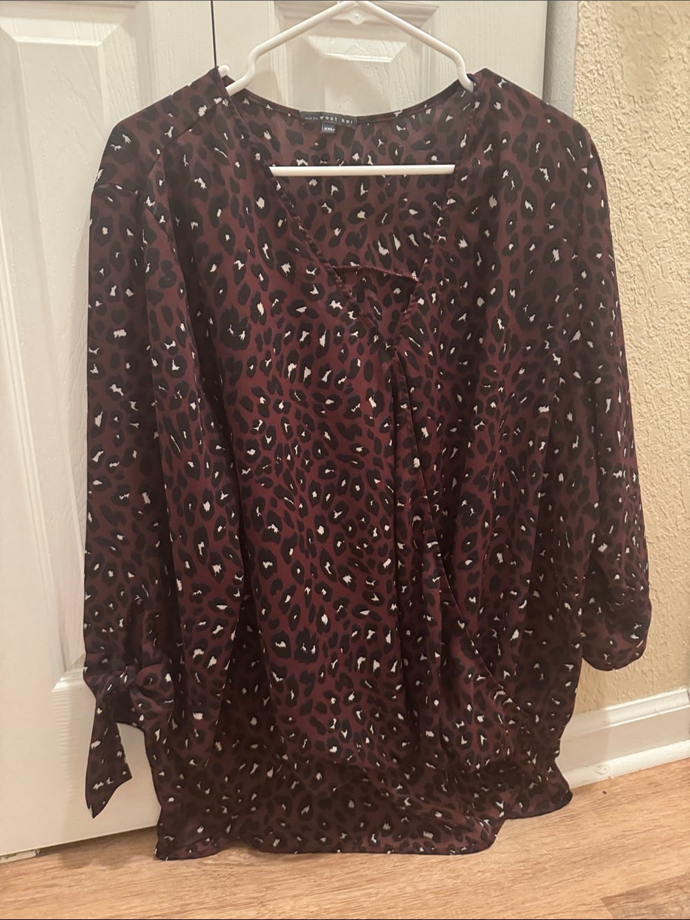 West Kei Burgundy Leopard-Print Blouse